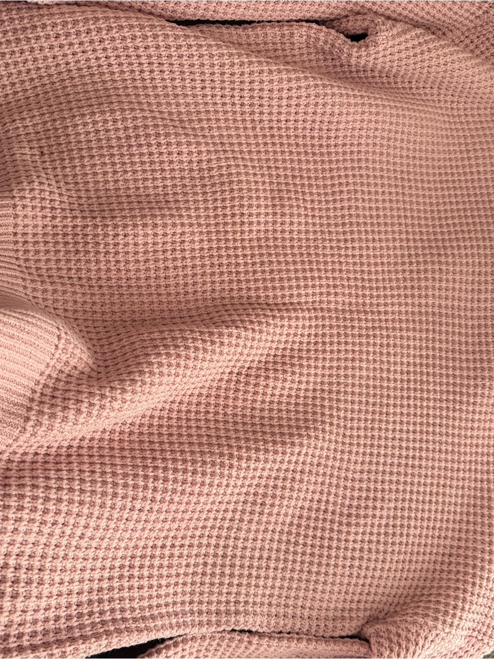 Soft Waffle-Knit Sweater in Pale Pink